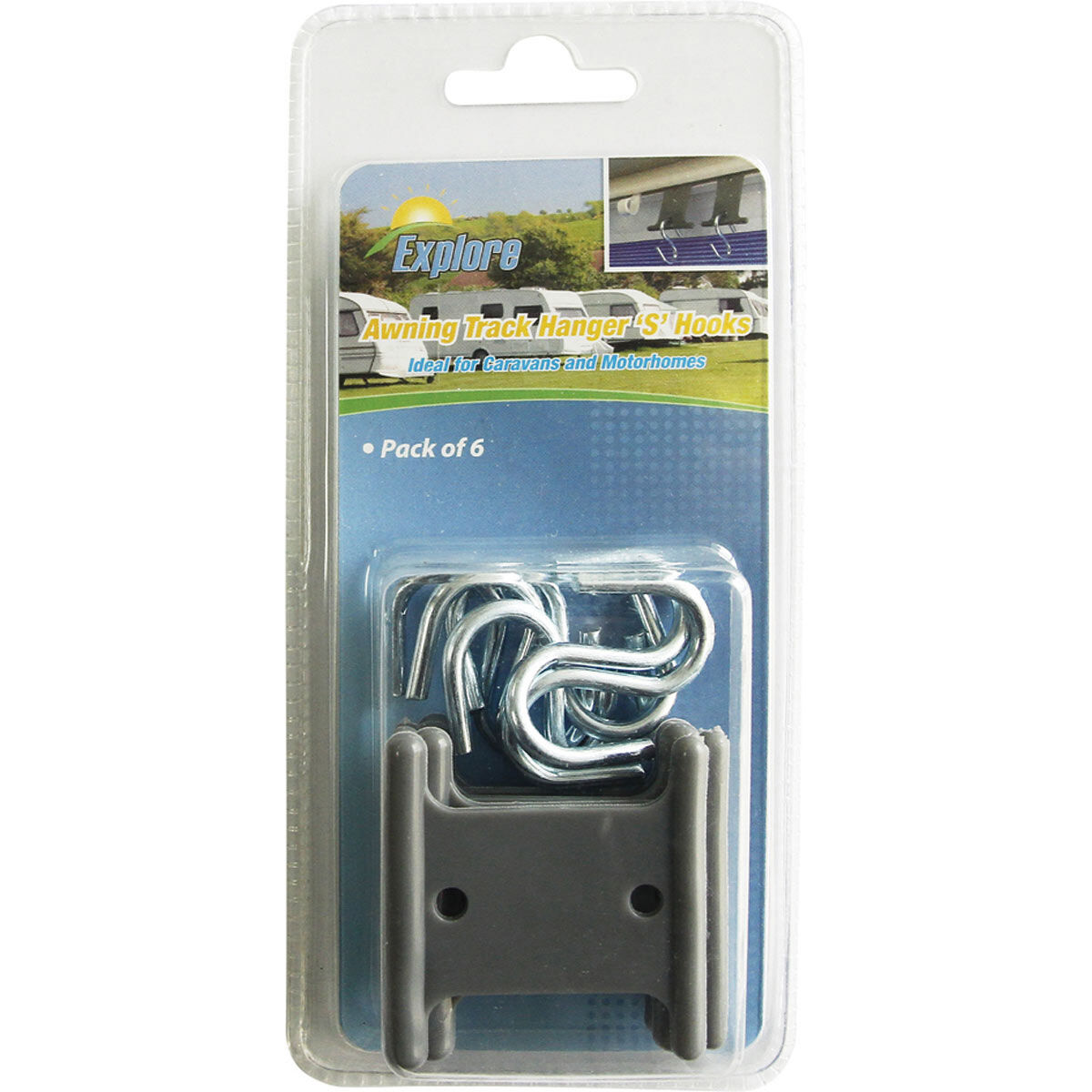 Caravan Awning Track - S-Hook, 6 Piece, , bcf_hi-res