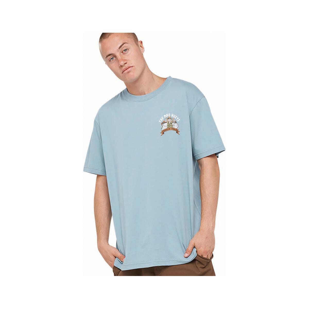 The Mad Hueys Men's Hooked on a Reeling Short Sleeve Tee Blue Steel S, Blue Steel, bcf_hi-res