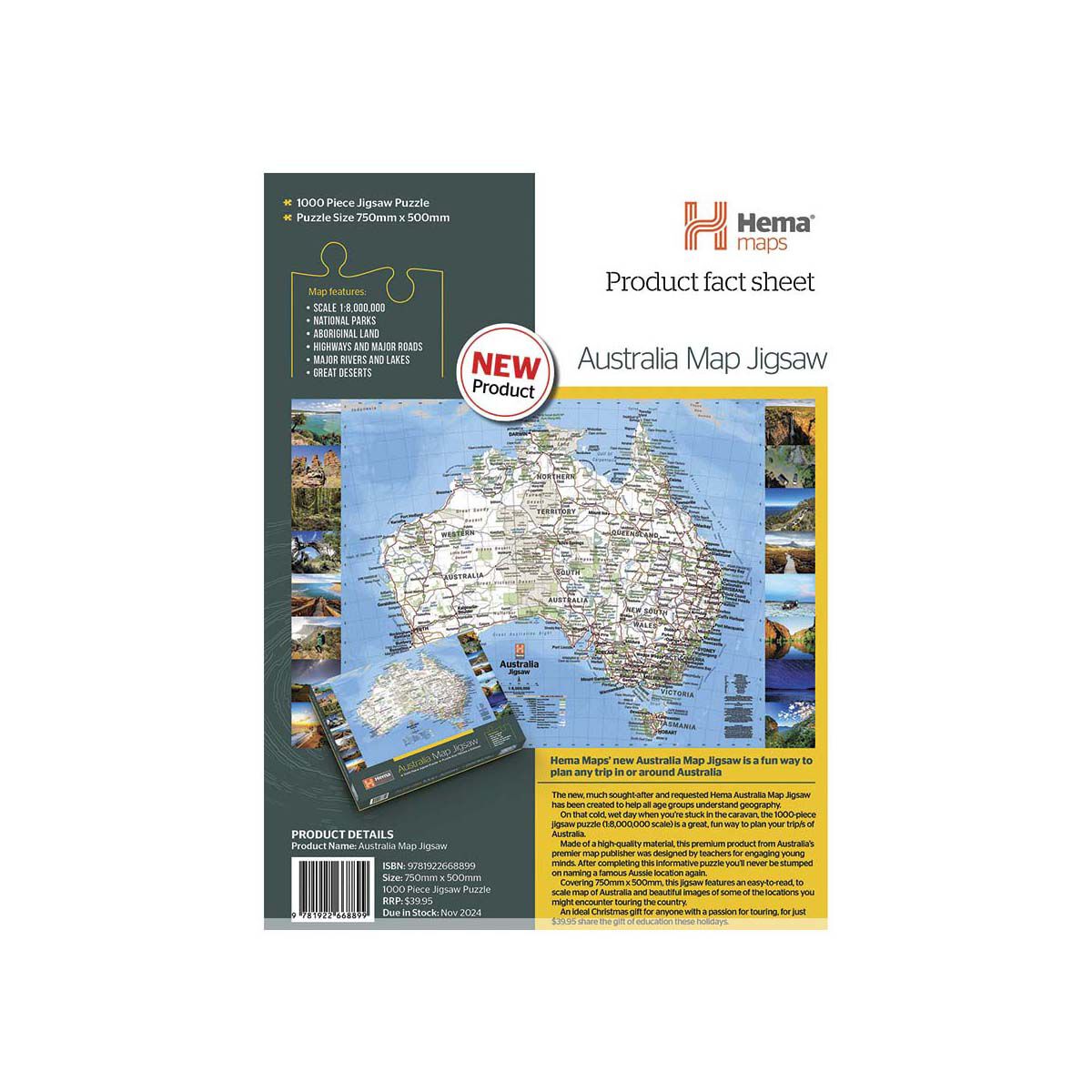 Hema Australia Map 1000 Piece Jigsaw, , bcf_hi-res
