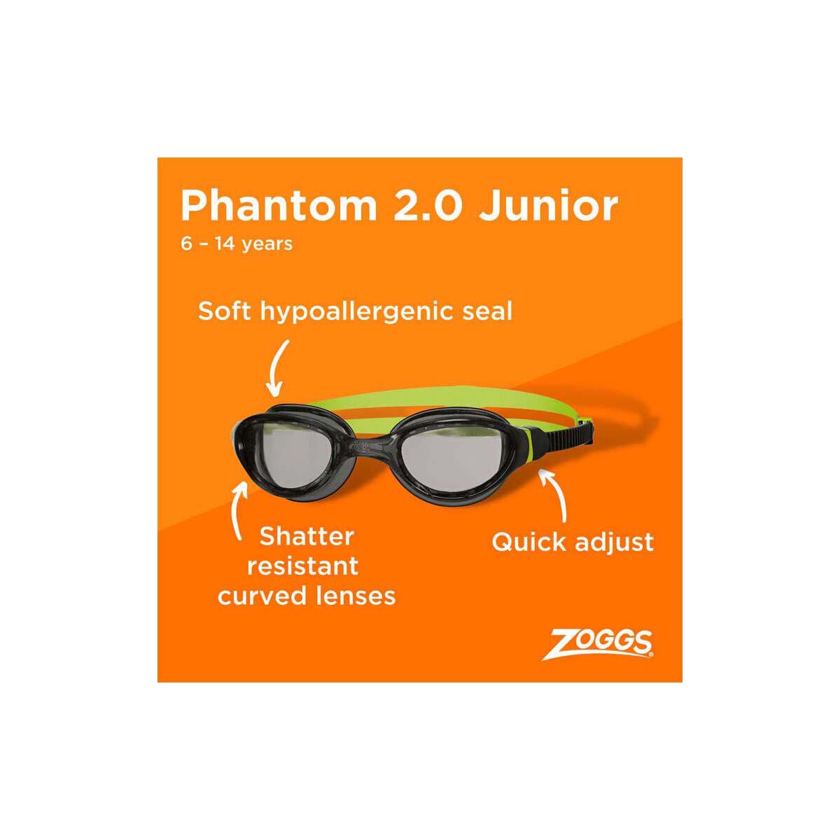 Zoggs Phantom 2.0 Junior Swim Goggles, , bcf_hi-res