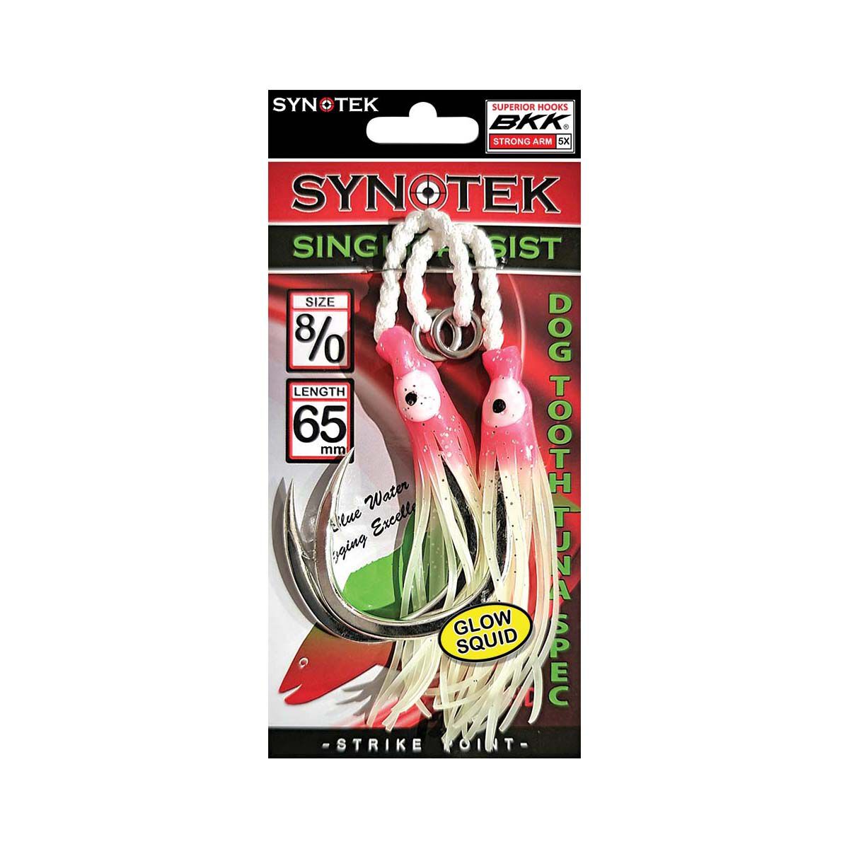 Synotek Single Assist Hooks 8/0 6.5cm Pink Head Glow, Pink Head Glow, bcf_hi-res