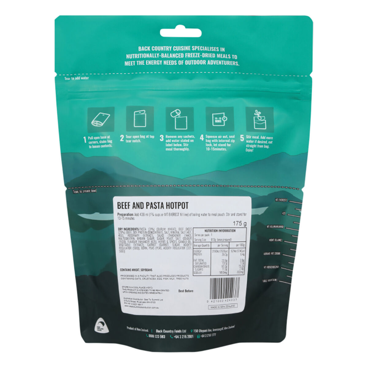 Back Country Cuisine Freeze Dried Beef & Pasta Hot Pot 2 Serve, , bcf_hi-res