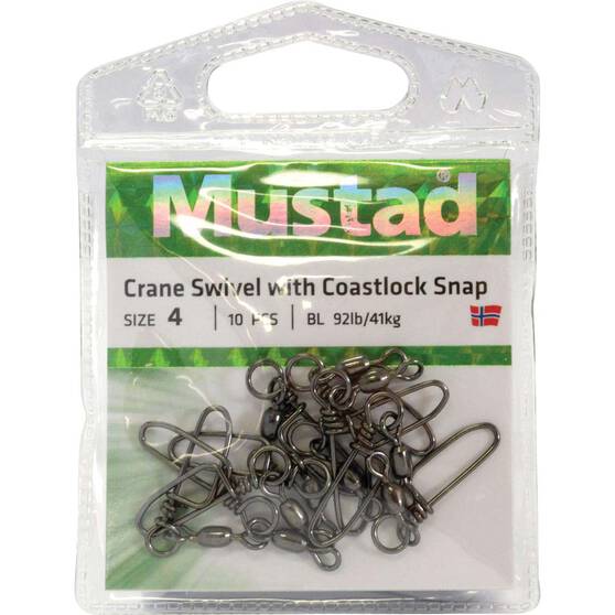 Mustad Crane Black Coast Lock Swivel, , bcf_hi-res