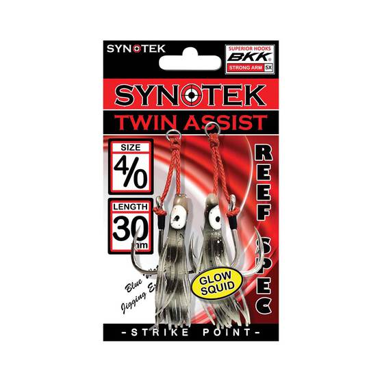 Synotek Twin Assist Hooks 4/0 3.0cm Black Glow, Black Glow, bcf_hi-res