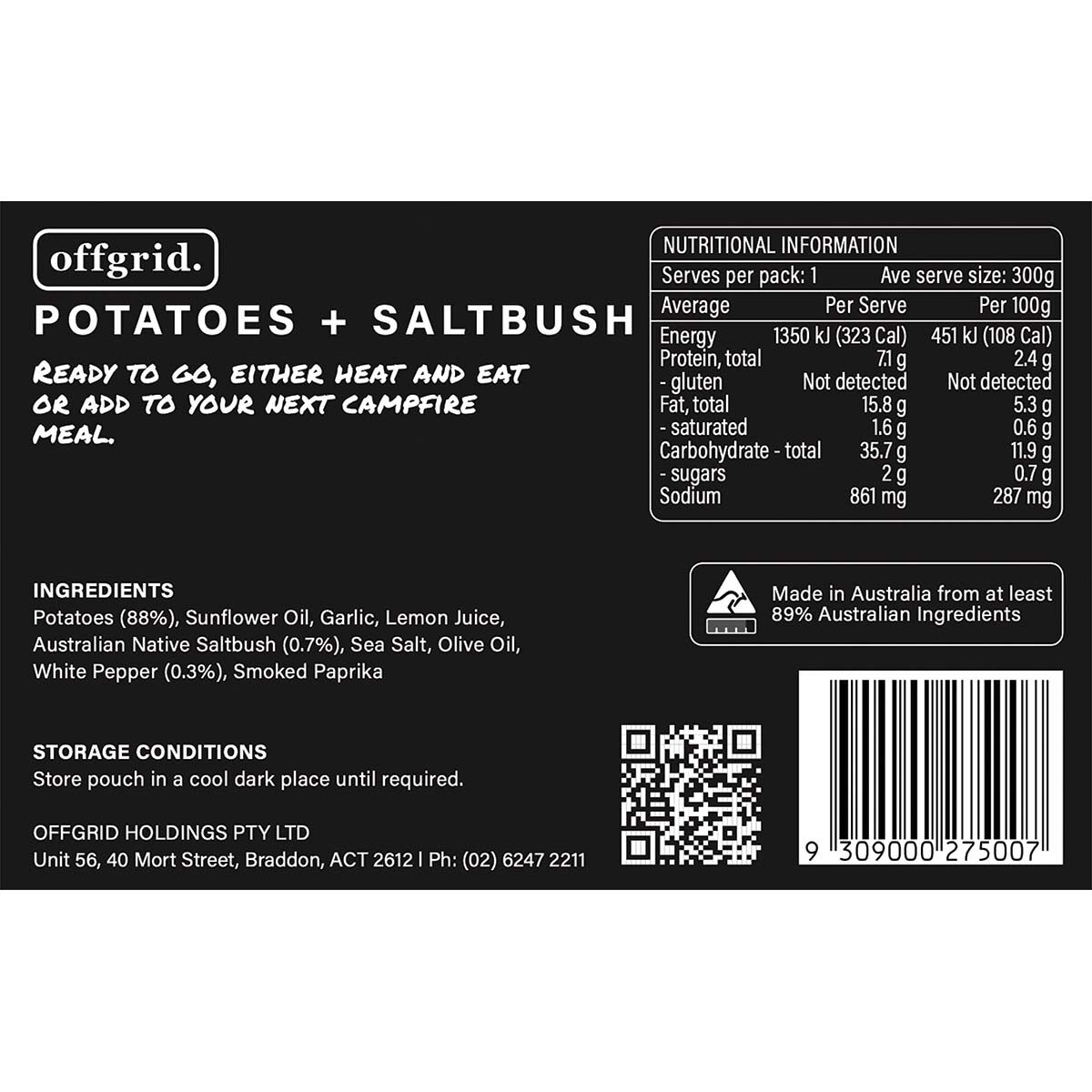 Offgrid Potatoes and Saltbush Heat and Eat Meal 300g, , bcf_hi-res