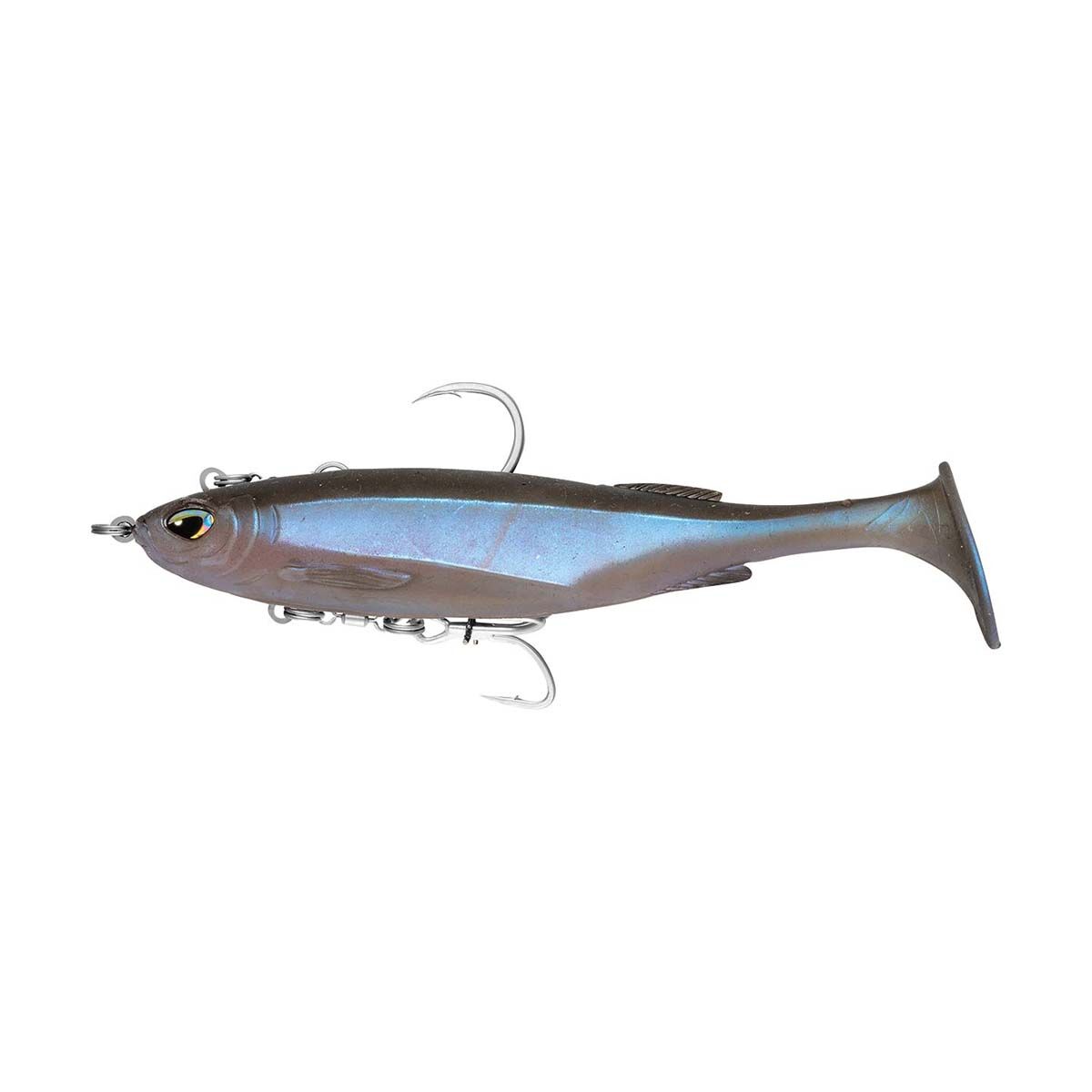 Nomad Live Ops Maniax Paddle Tail Pre-Rigged Soft Plastic Lure 6in Pearl Shimmer, Pearl Shimmer, bcf_hi-res