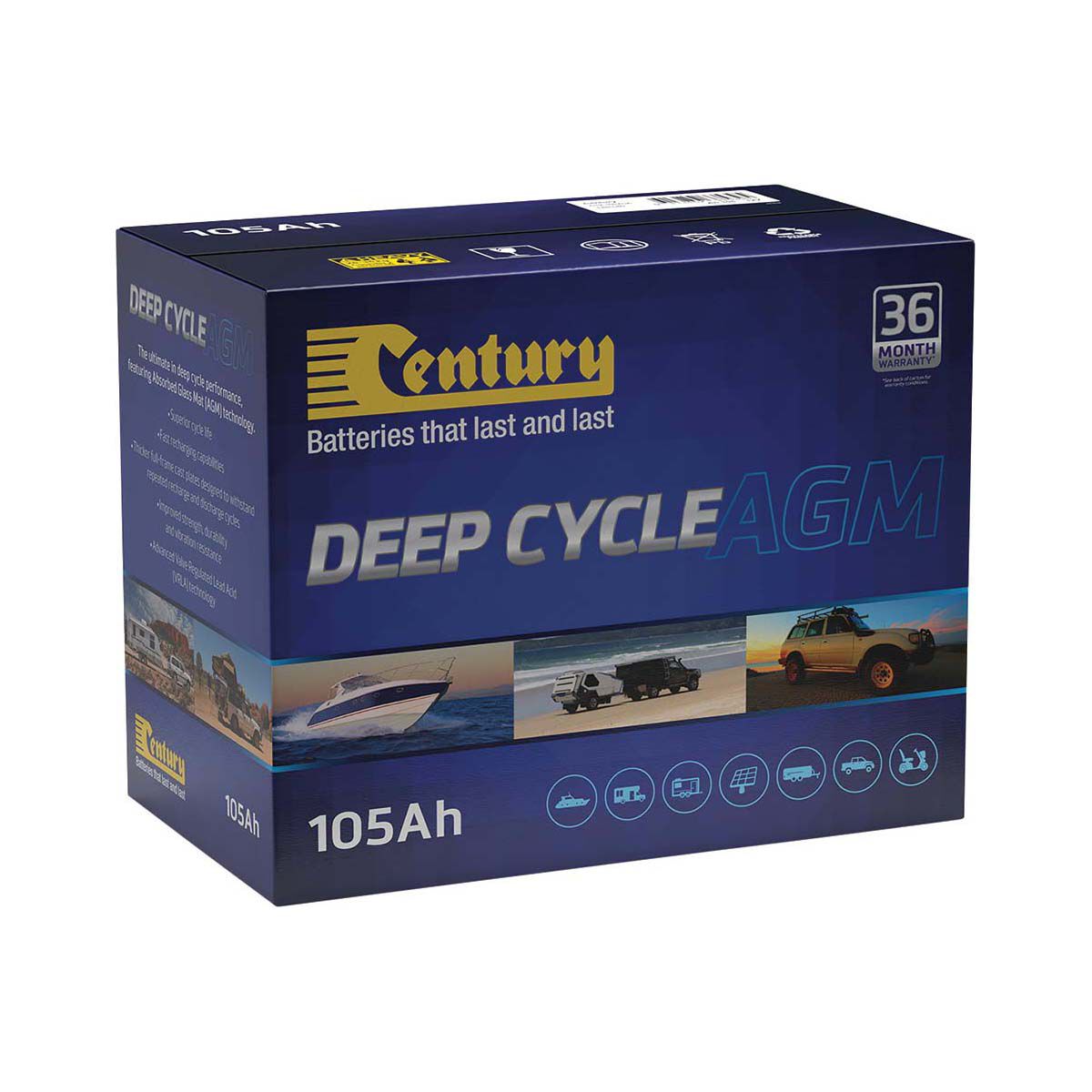 Century Deep Cycle AGM Battery C12-105XDA, , bcf_hi-res