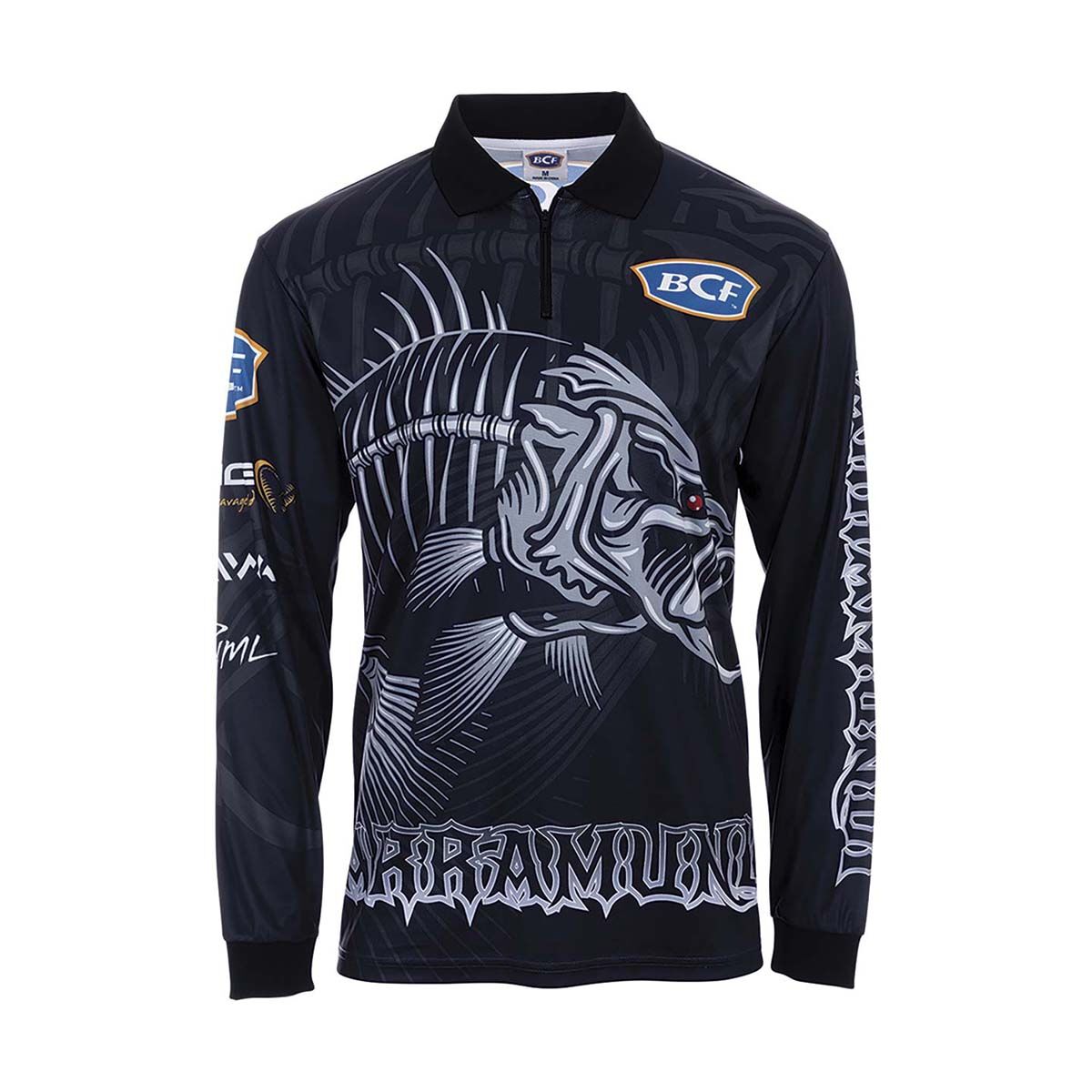 BCF Men's Barra Skeleton Fishing Shirt Black S, Black, bcf_hi-res