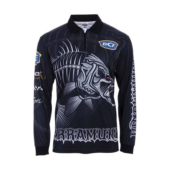 BCF Men's Barra Skeleton Fishing Shirt, Black, bcf_hi-res