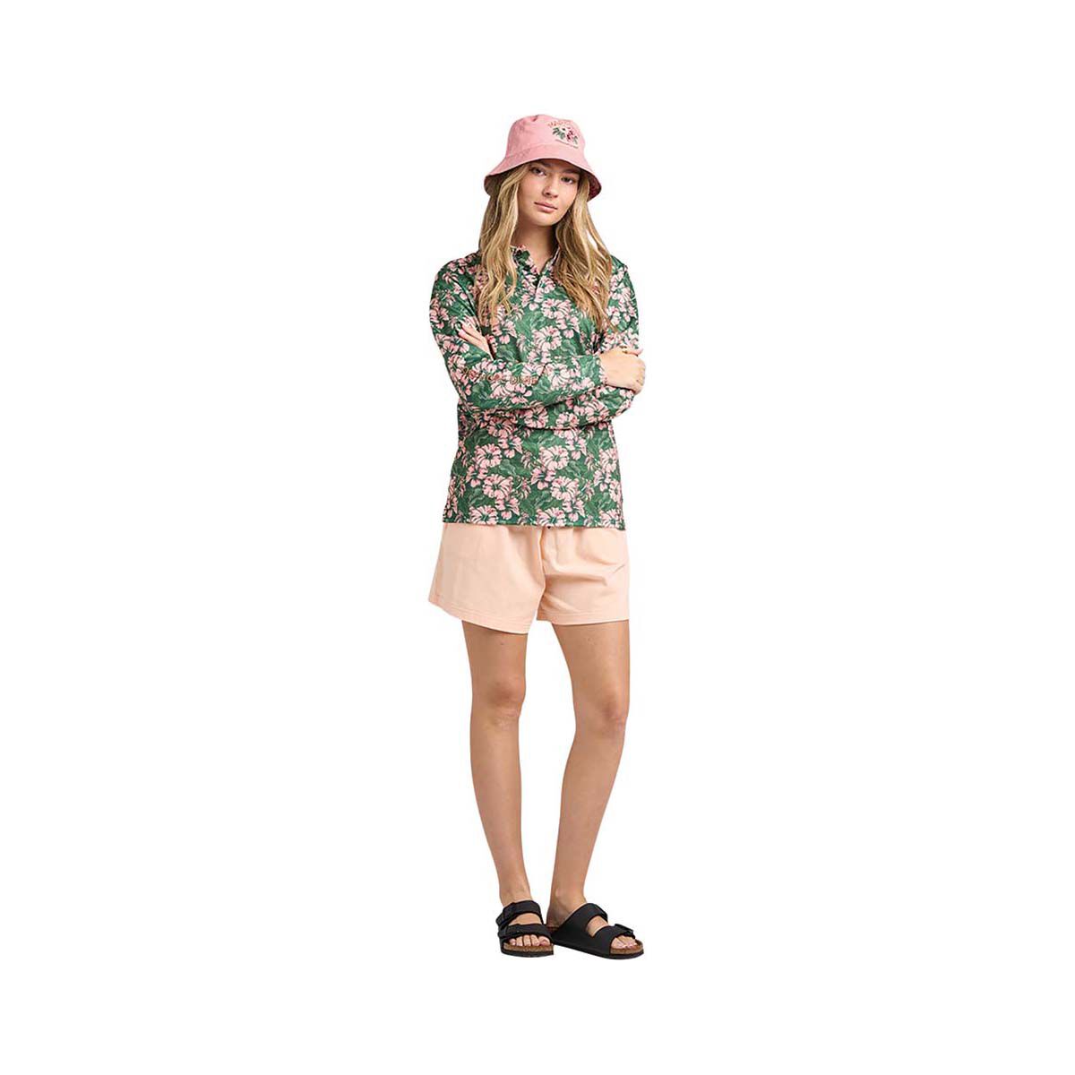 The Mad Hueys Women&rsquo;s Tiki Anchor Fishing Shirt Peach Green XS, Peach Green, bcf_hi-res