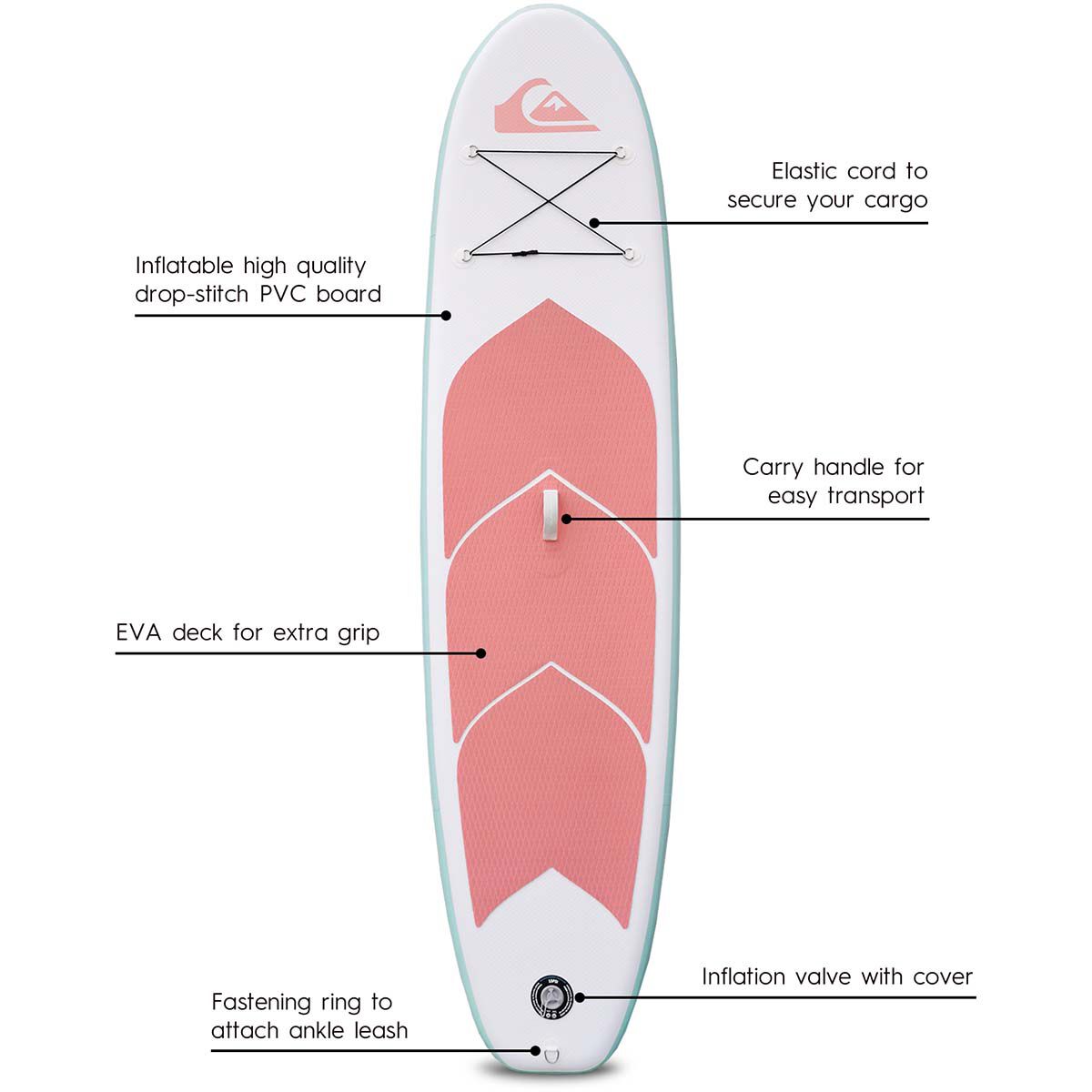 Quiksilver Inflatable Stand Up Paddle Board 10&rsquo;4 - Aqua, , bcf_hi-res