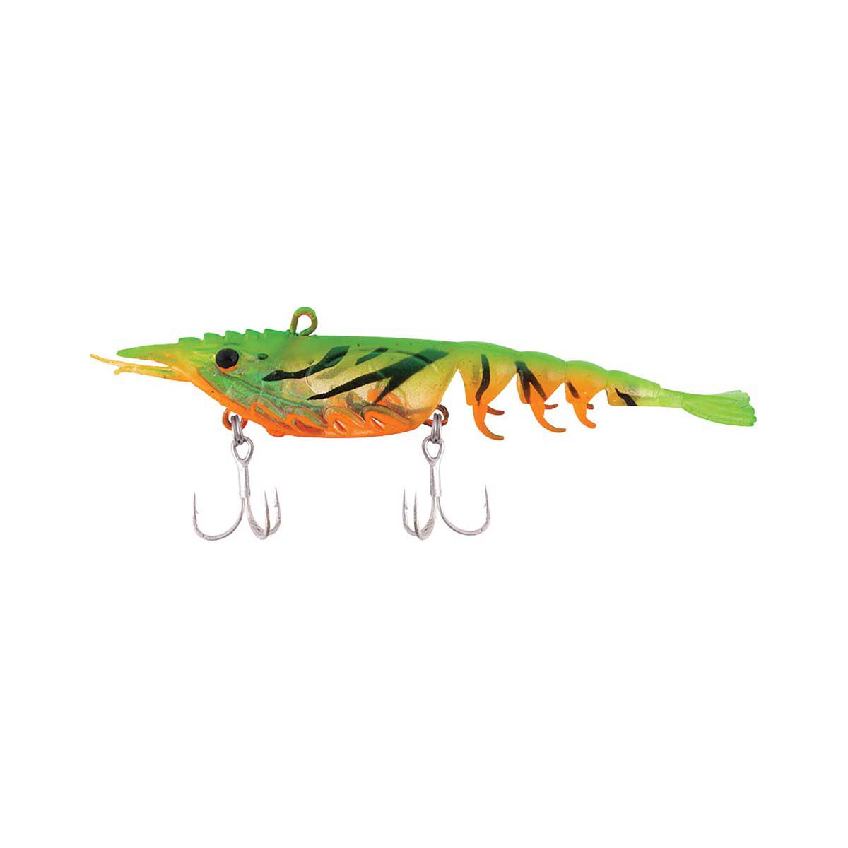 Berkley Shimma Shrimp Soft Vibe Lure 100mm Fire Tiger Shrimp, Fire Tiger Shrimp, bcf_hi-res
