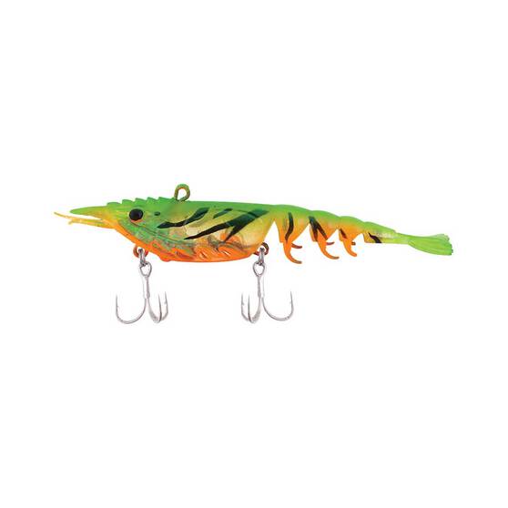 Berkley Shimma Shrimp Soft Vibe Lure 100mm Fire Tiger Shrimp, Fire Tiger Shrimp, bcf_hi-res