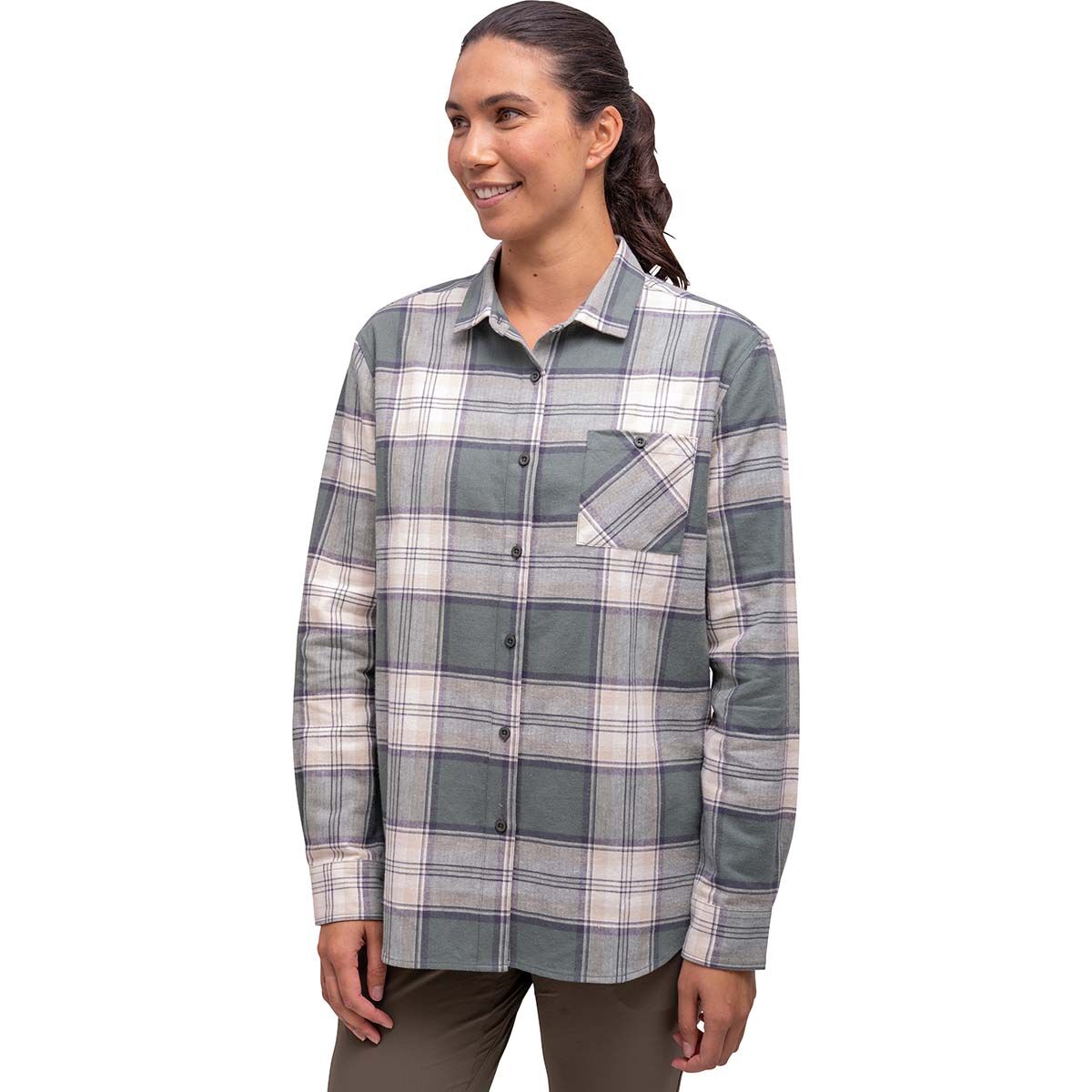 Macpac Women's Sutherland Shirt, Dark Forest Plaid, bcf_hi-res