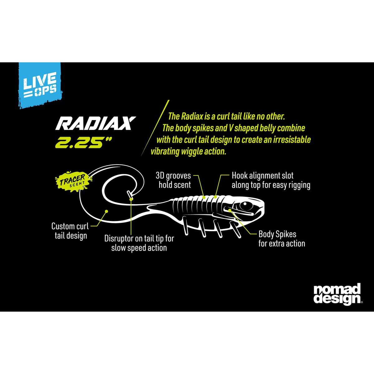 Nomad Live Ops Radiax Soft Plastic Lure 2.25in Pearl White, Pearl White, bcf_hi-res