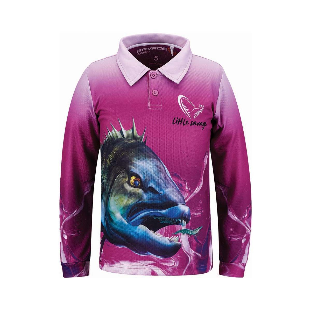 Savage Gear Kids' Little Savage Bream Fishing Shirt, Pink, bcf_hi-res
