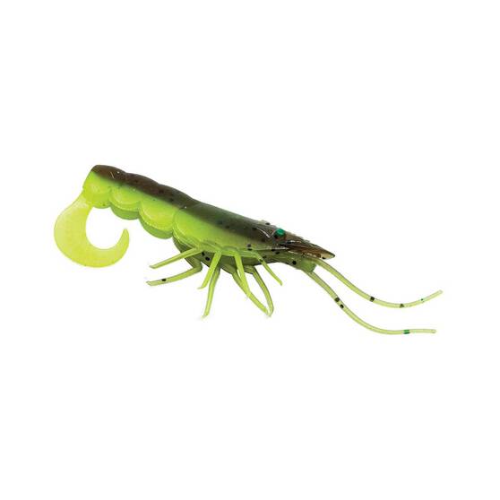 Chasebaits Curly Prawn Soft Plastic Lure 60mm Lime Tiger, Lime Tiger, bcf_hi-res