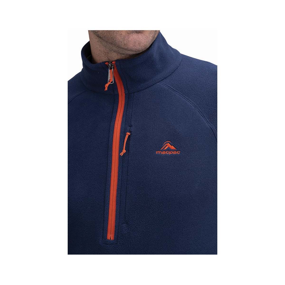 Macpac Men's Tui Fleece Pullover V6, Navy Iris / Brick Orange, bcf_hi-res