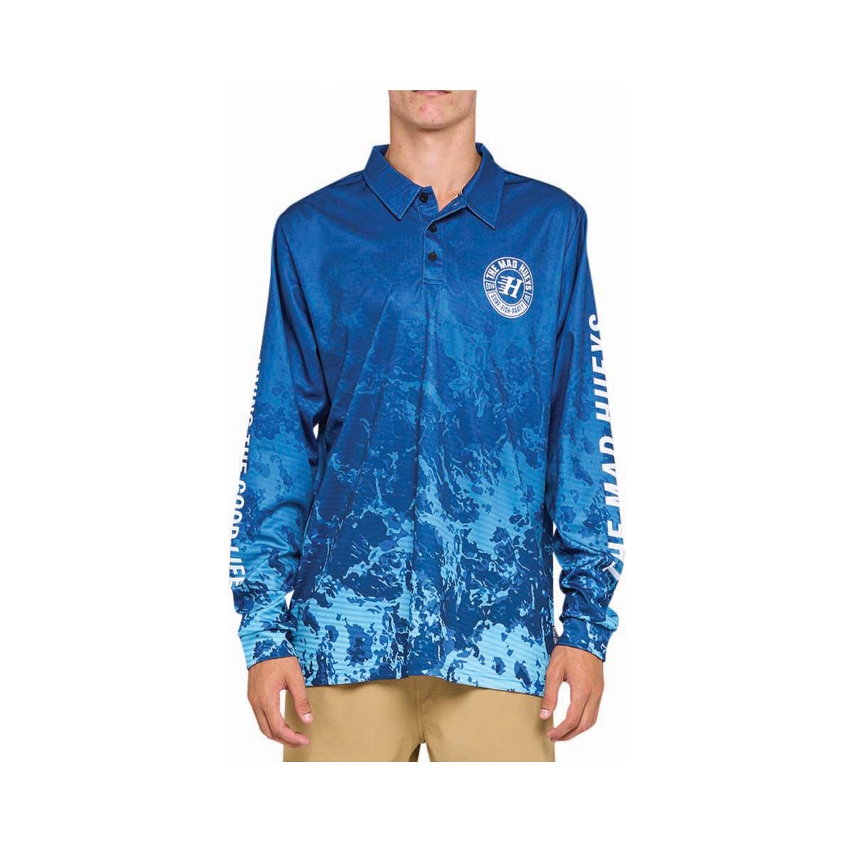 The Mad Hueys Men's Living The Good Life Fishing Shirt Pacific Blue S, Pacific Blue, bcf_hi-res