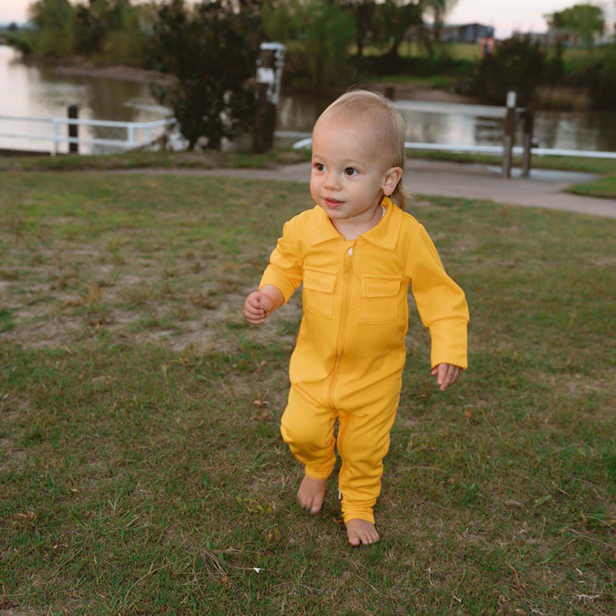 Little Fisho UV Defender Kids Onesie Sunshine Sunshine Yellow 000, Sunshine Yellow, bcf_hi-res