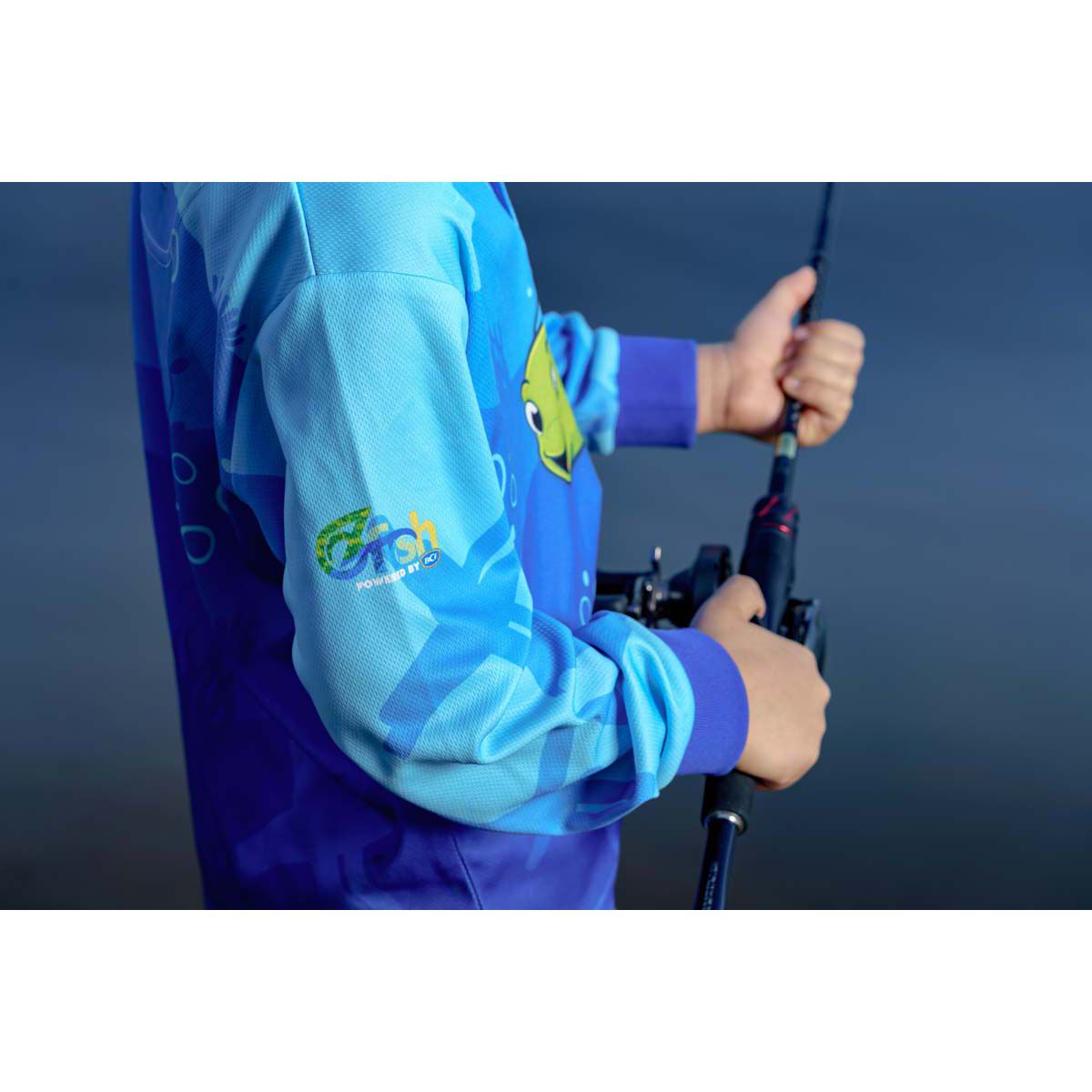 BCF x OzFish Kids' Fishing Shirt, Blue, bcf_hi-res