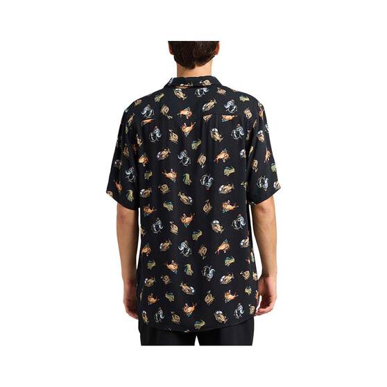 The Mad Hueys Men’s Drink Like A Fish Woven Shirt, Vintage Black, bcf_hi-res