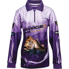 Savage Gear Youth Snapper Print Fishing Shirt Purple 8, Purple, bcf_hi-res