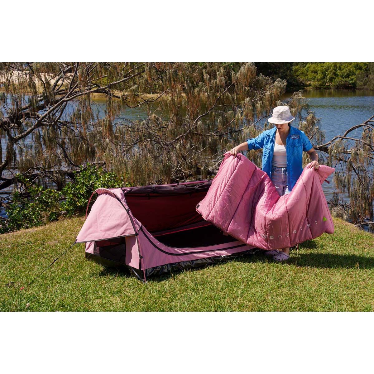 Wanderer Singe 0&deg; Hooded Rose Pink Sleeping Bag, , bcf_hi-res