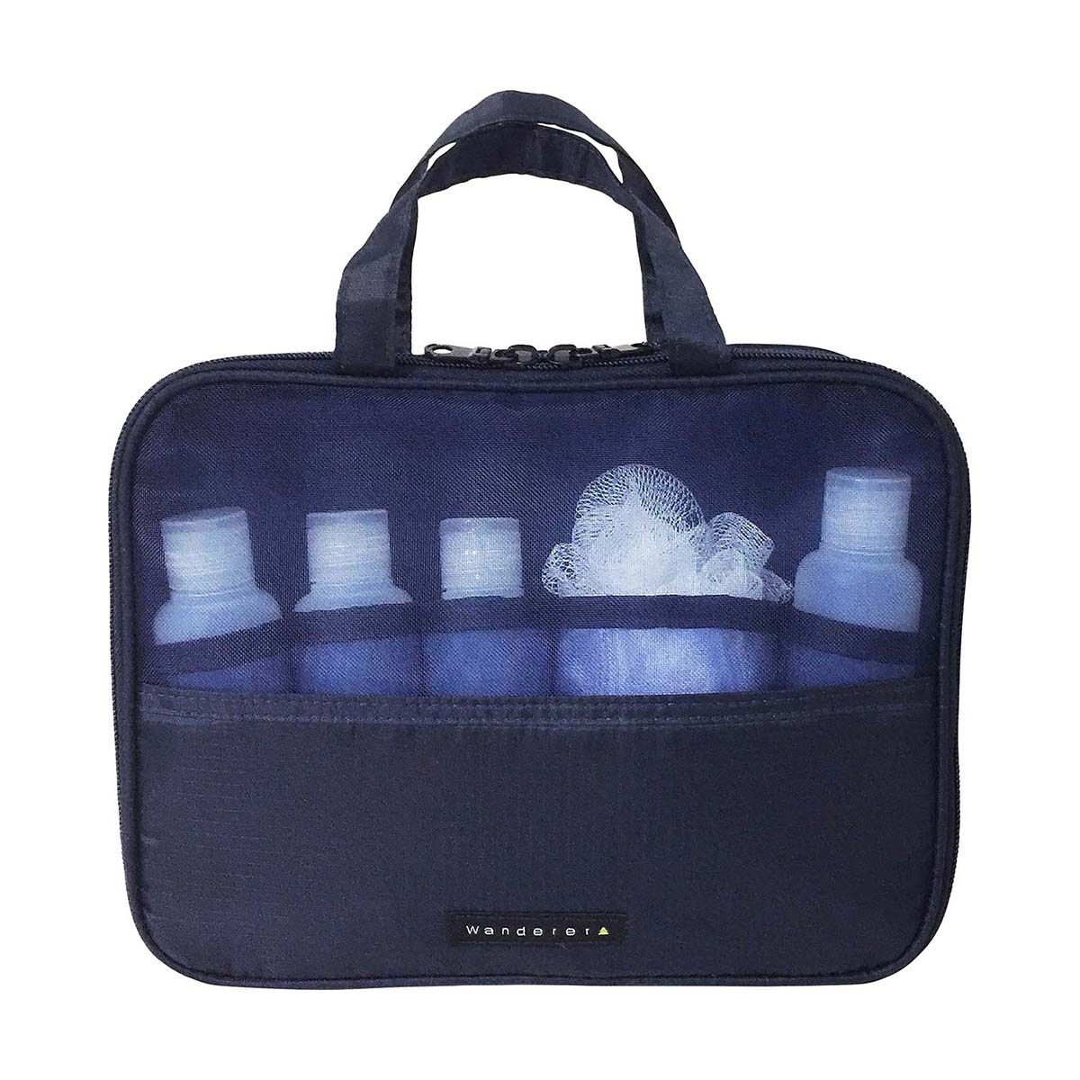 Wanderer Weekender Hanging Travel Toiletry Organiser 6PC Set Navy, Navy, bcf_hi-res