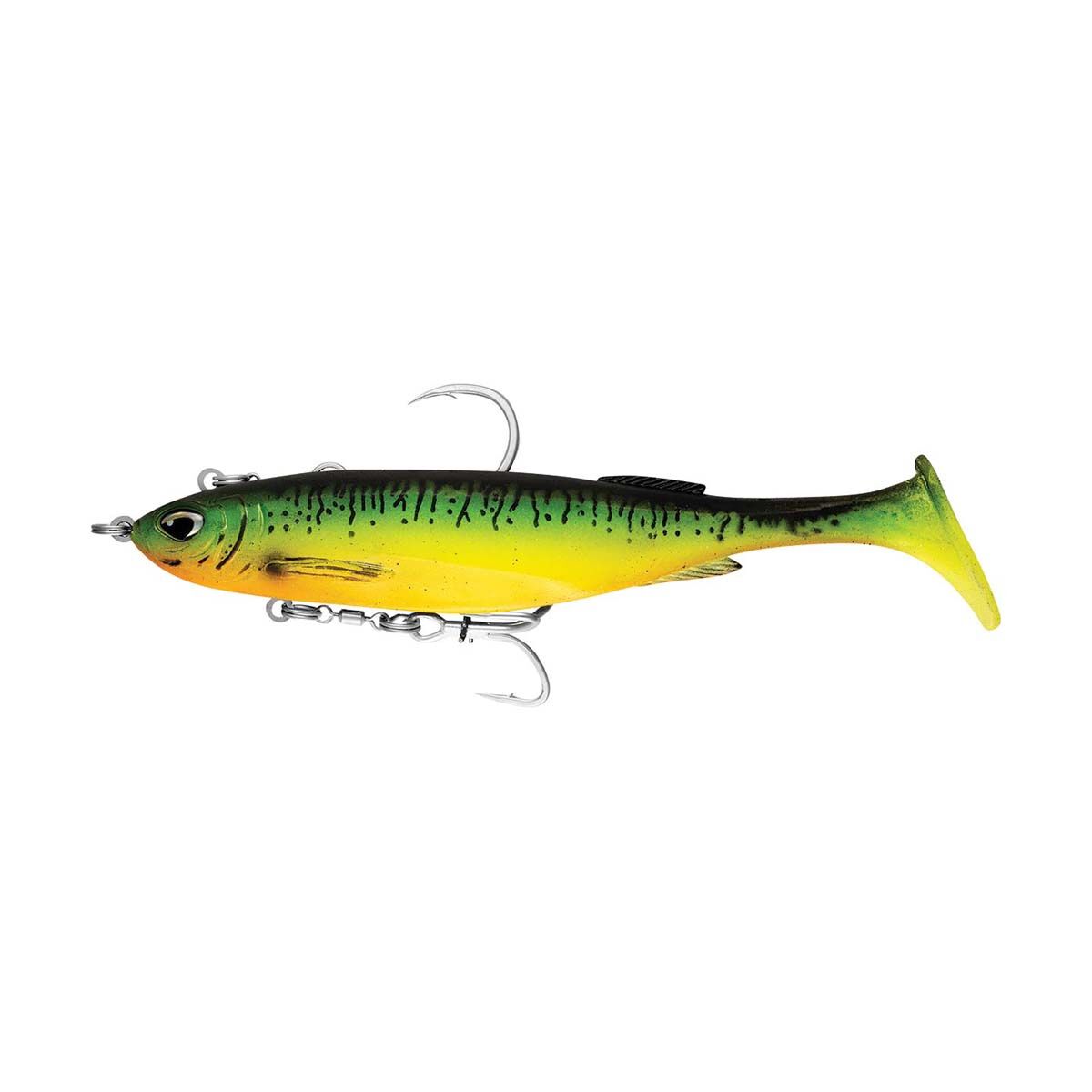 Nomad Live Ops Maniax Paddle Tail Pre-Rigged Soft Plastic Lure 6in Fire Tiger, Fire Tiger, bcf_hi-res