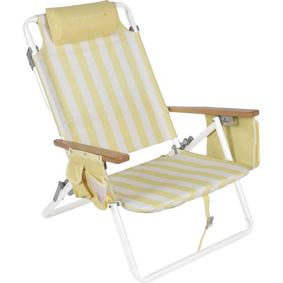 Wanderer Noosa Premium Beach Chair Yellow Stripe 150kg, , bcf_hi-res