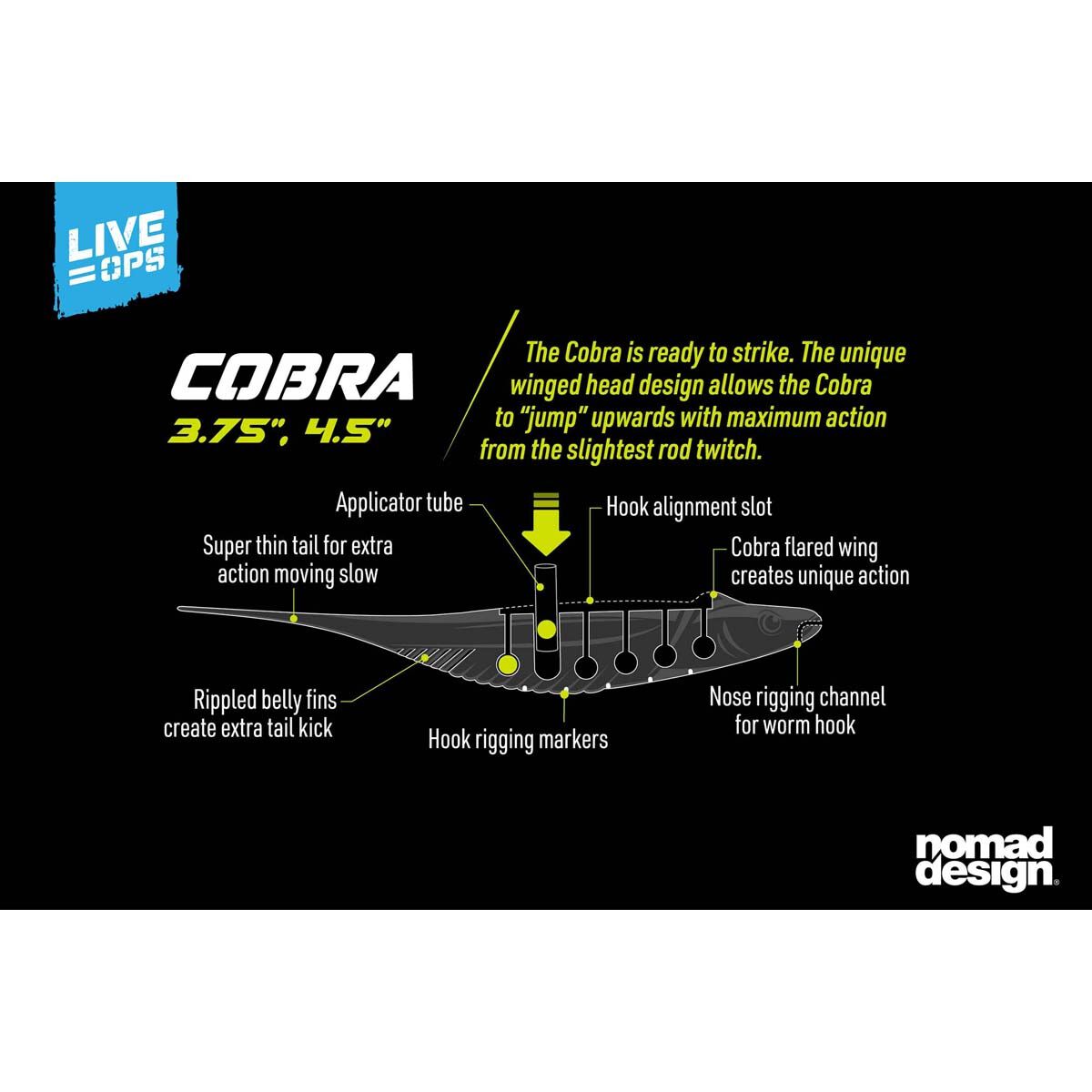 Nomad Live Ops Cobra Shad Soft Plastic Lure 4.5in Pearl, Pearl, bcf_hi-res