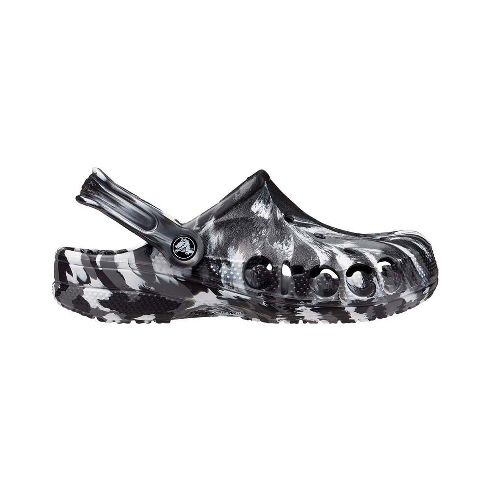 Crocs Unisex Baya Marbled Clogs Black/White M7/W9 | BCF