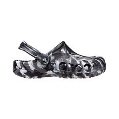 Crocs Unisex Baya Marbled Clogs, Black/White, bcf_hi-res