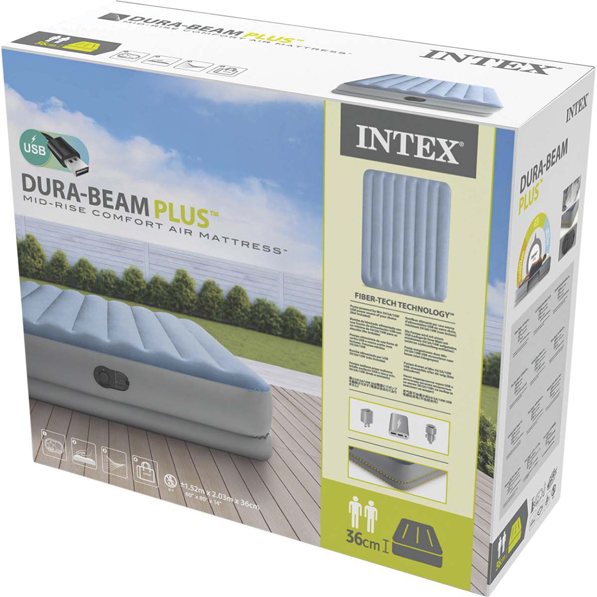 Intex Dura-Beam Plus Comfort Queen Air Bed, , bcf_hi-res