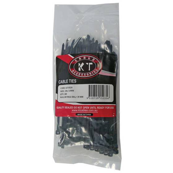 KT Cables 7.6mm Cable Tie 380mm 100 Pieces, , bcf_hi-res