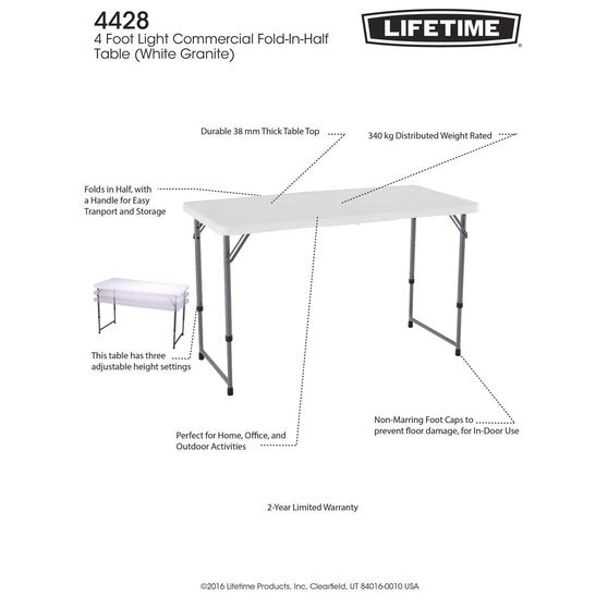 Lifetime Blow Mould Folding Table 121cm Bcf