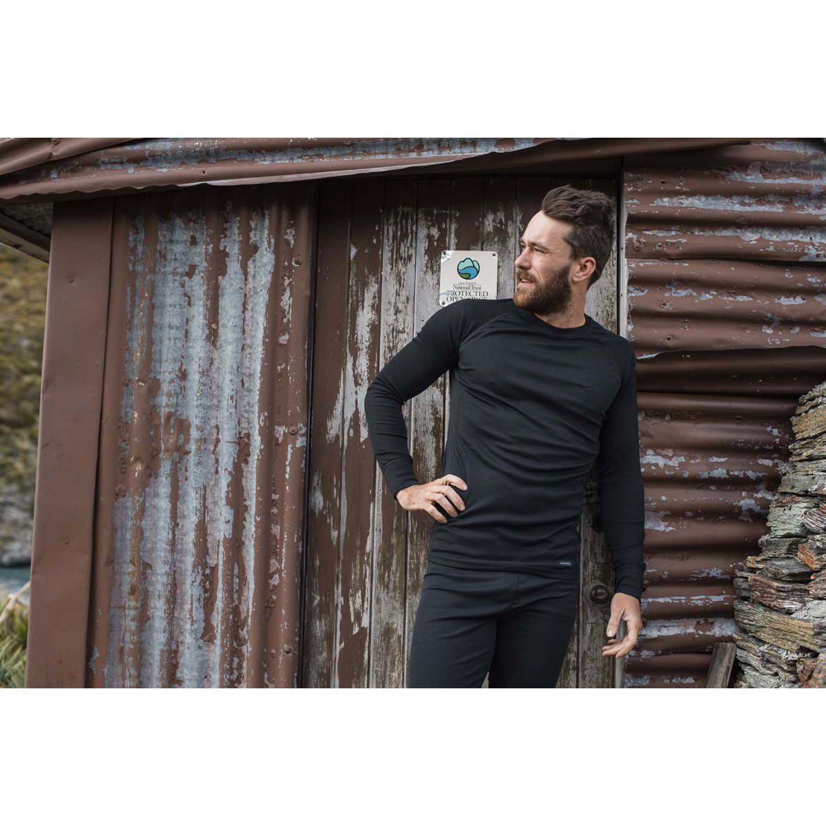 Macpac Men's Geothermal Long Sleeve Top V2, Black, bcf_hi-res