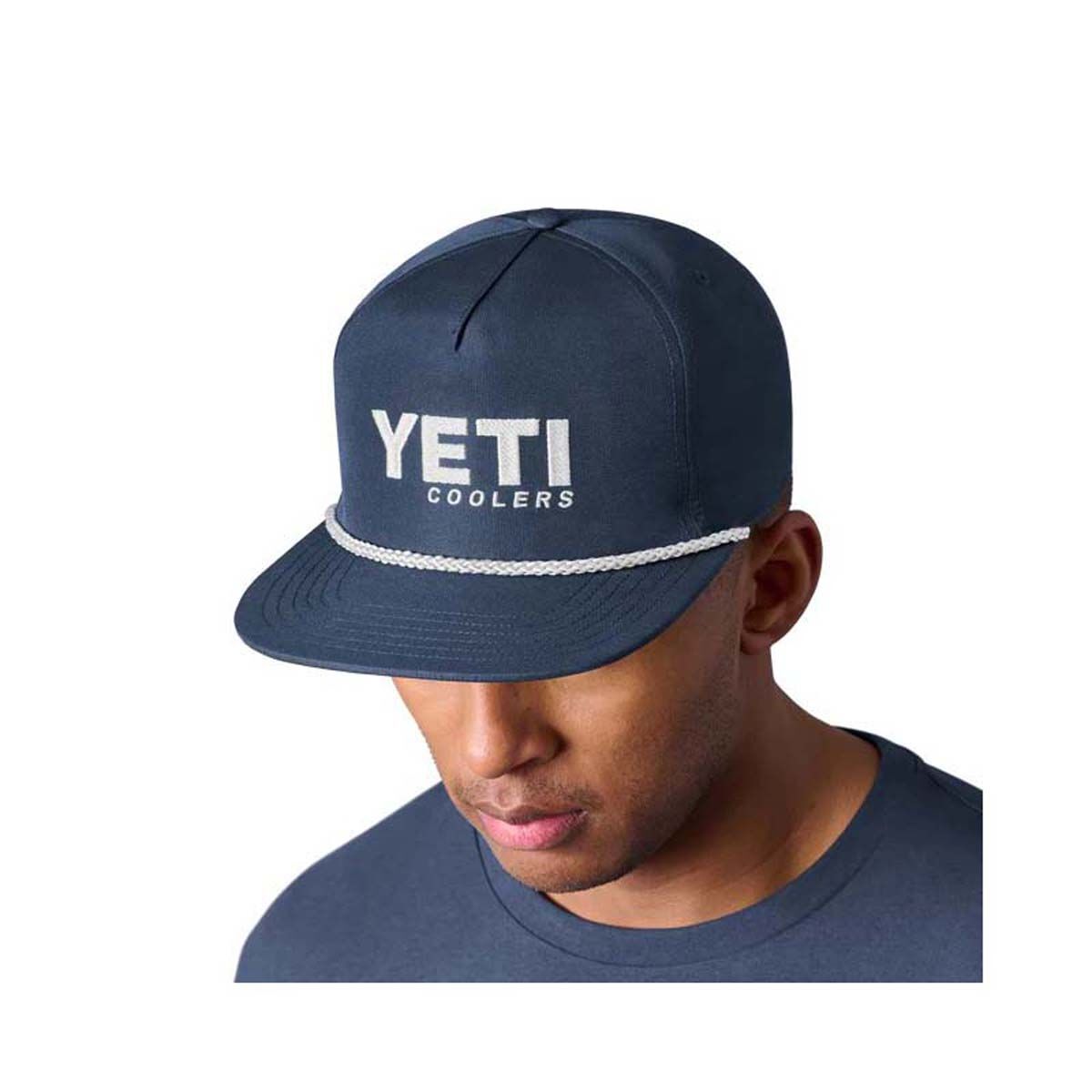 YETI Coolers&reg; Men&rsquo;s Flat Brim Rope Hat Navy OSFM, Navy, bcf_hi-res