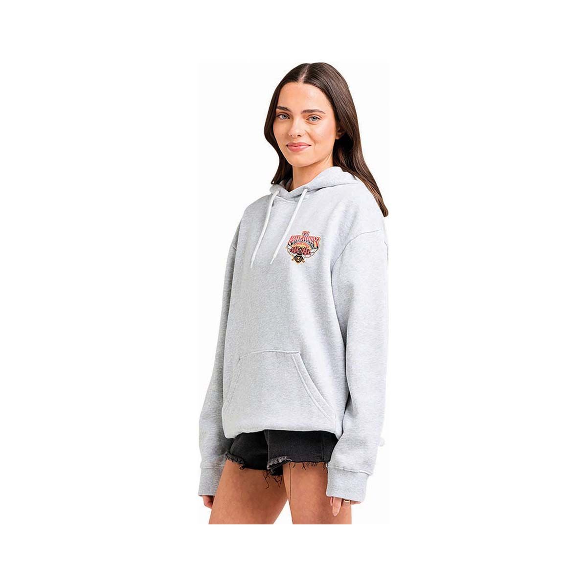 The Mad Hueys Women&rsquo;s Ladybug Anchor Fleece Pullover, Grey Marle, bcf_hi-res