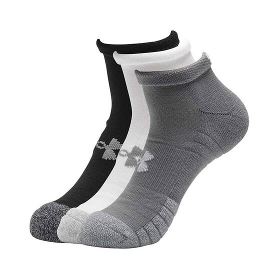 Under Armour Men's HeatGear Lo Cut Socks 3 Pack, Steel / White, bcf_hi-res