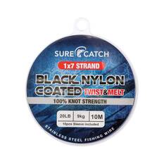 Surecatch Nylon Coated Trace Wire 10m Black 20lb, Black, bcf_hi-res