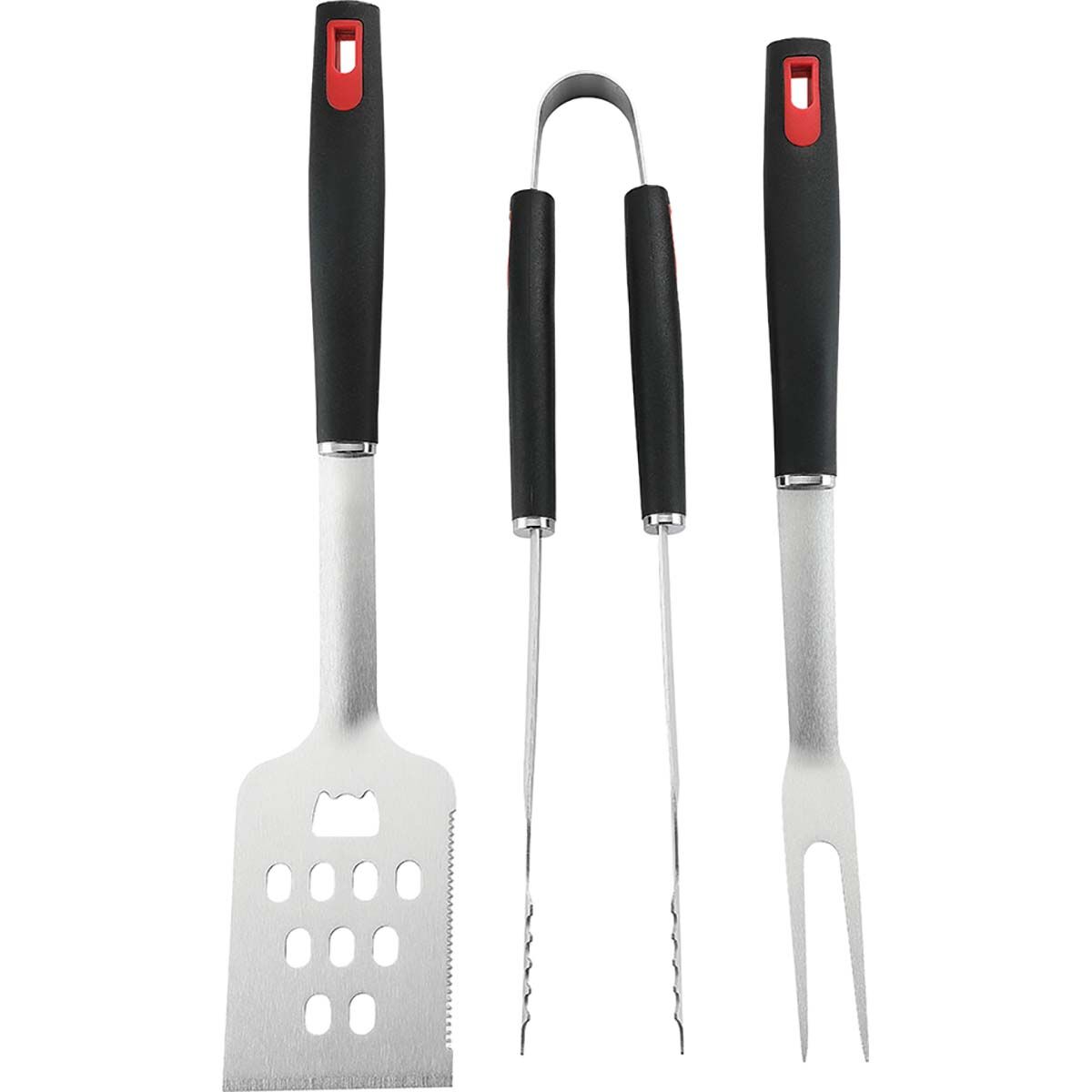 BCF Stainless Steel 3 Piece BBQ Tool Set, , bcf_hi-res