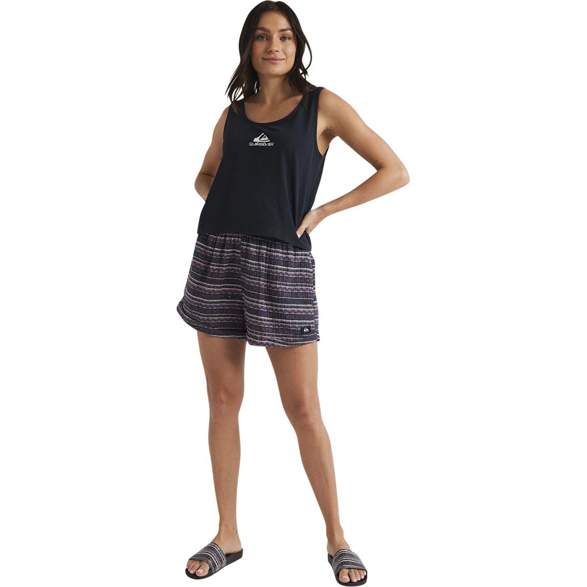 Quiksilver Comp Logo Tank for Women, Black, bcf_hi-res