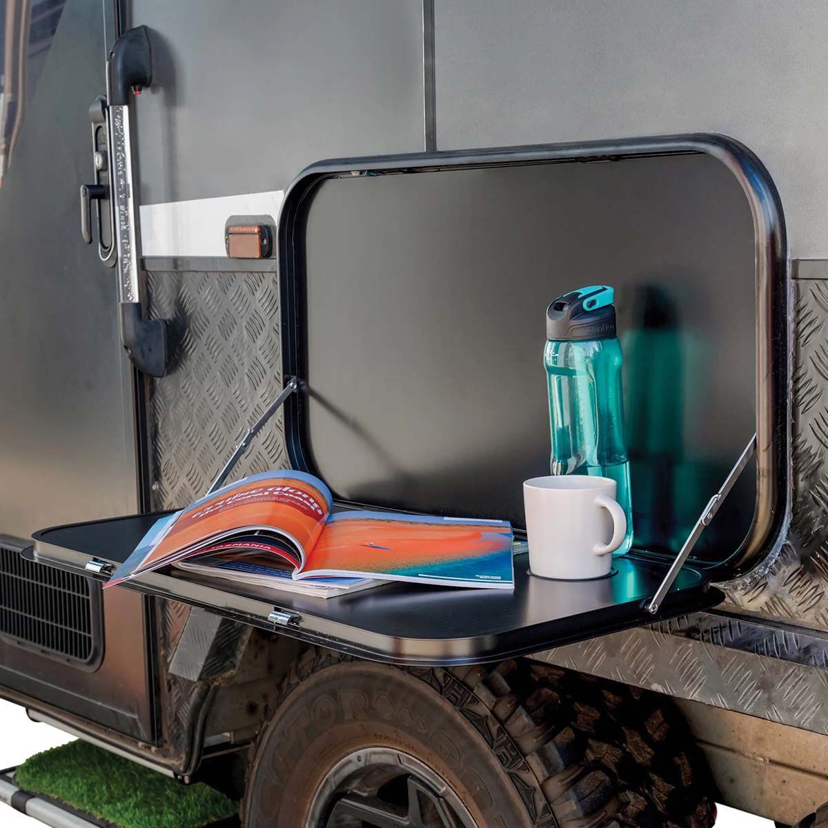 Aussie Traveller Caravan Table Black, Black, bcf_hi-res