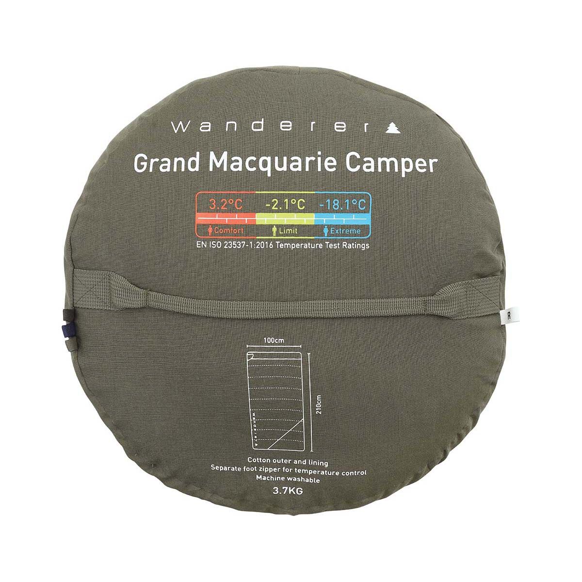 Wanderer Grand Macquarie +3.2C Cotton Camper Sleeping Bag, , bcf_hi-res