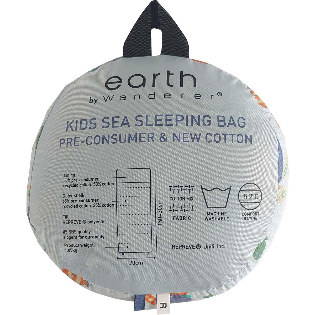 earth by Wanderer&reg; Kids Sea Cotton 5.2&deg;C Sleeping Bag, , bcf_hi-res