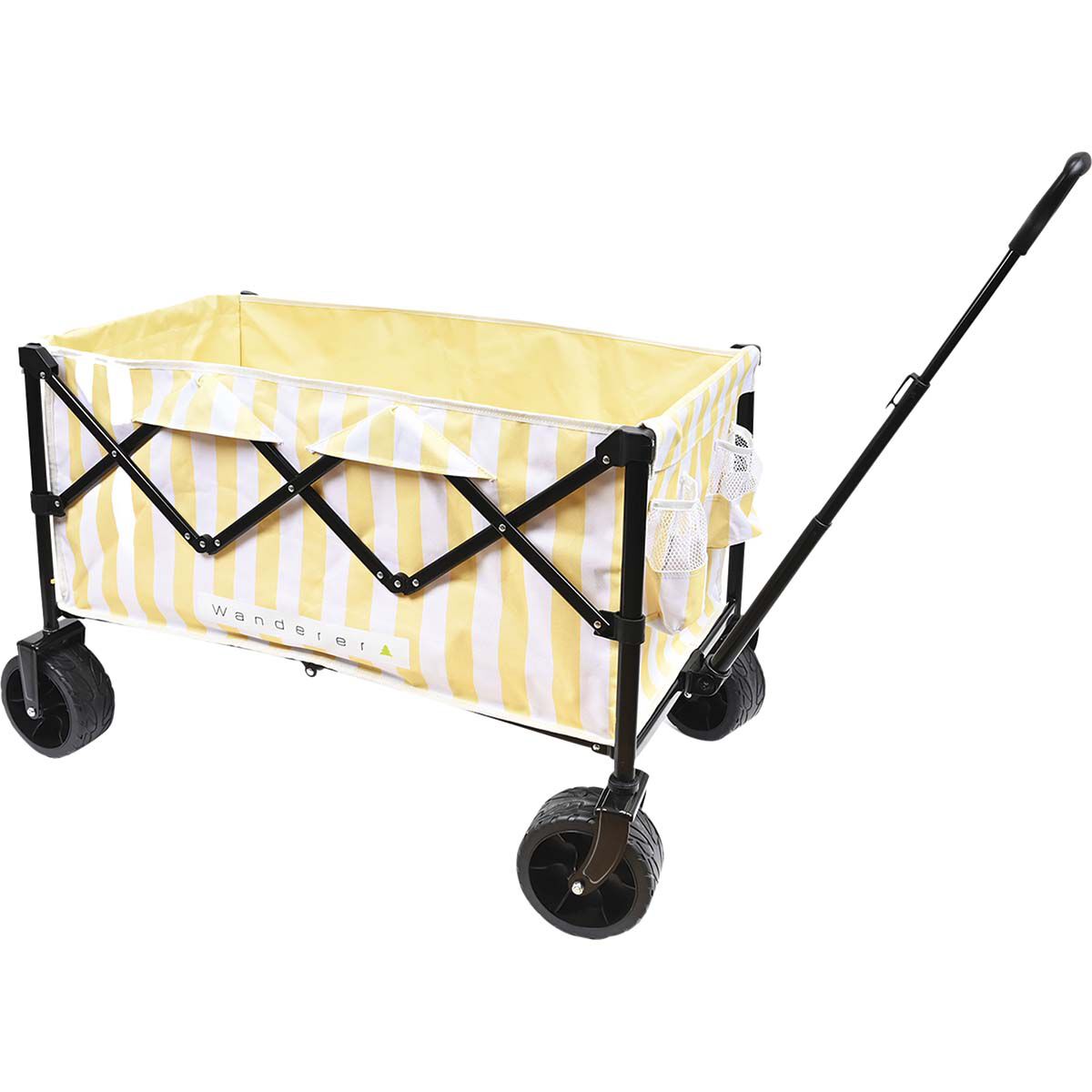 Wanderer Flat Fold Beach Cart 100kg Yellow Stripe, , bcf_hi-res
