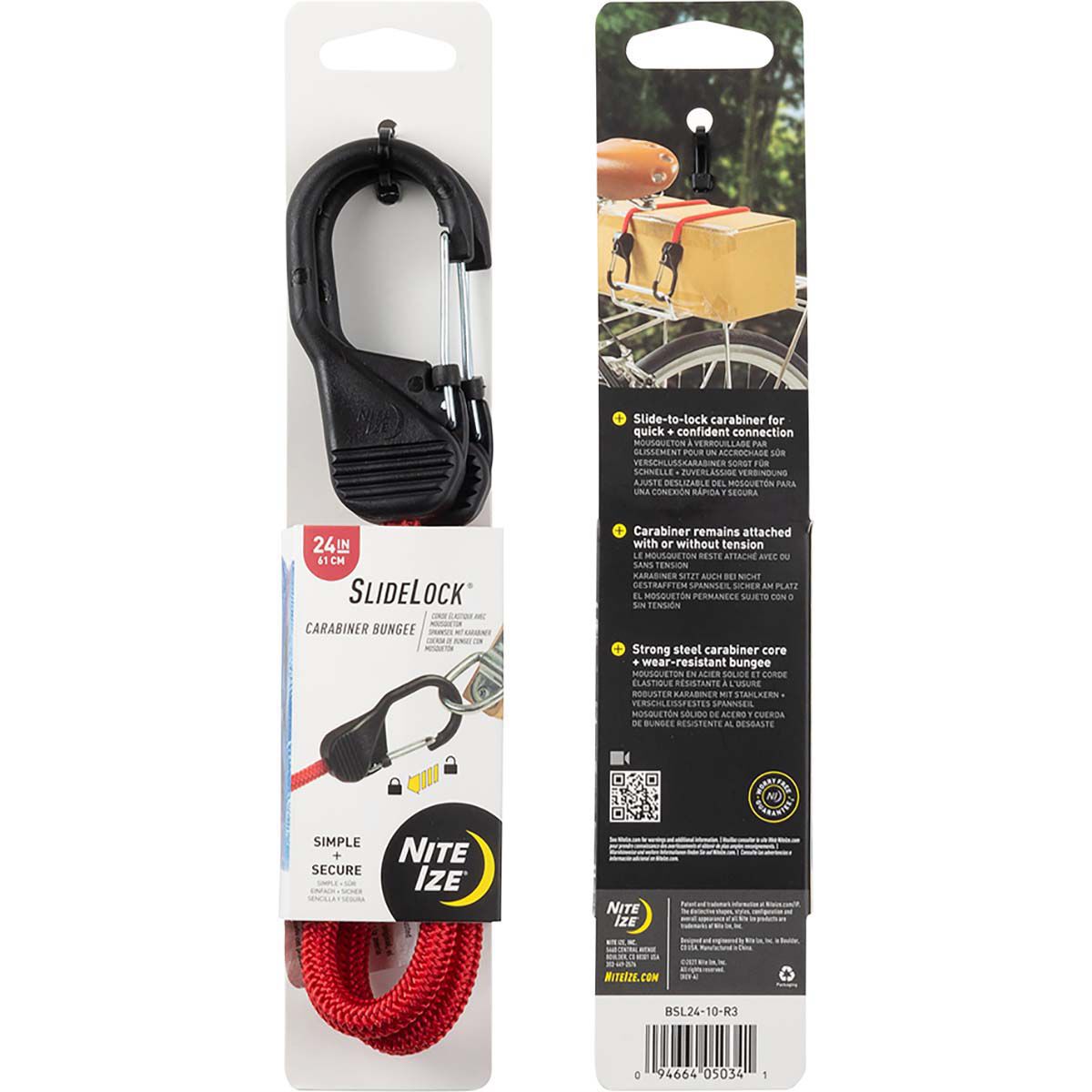Nite Ize Carabiner SlideLock Bungee 24" Red, , bcf_hi-res