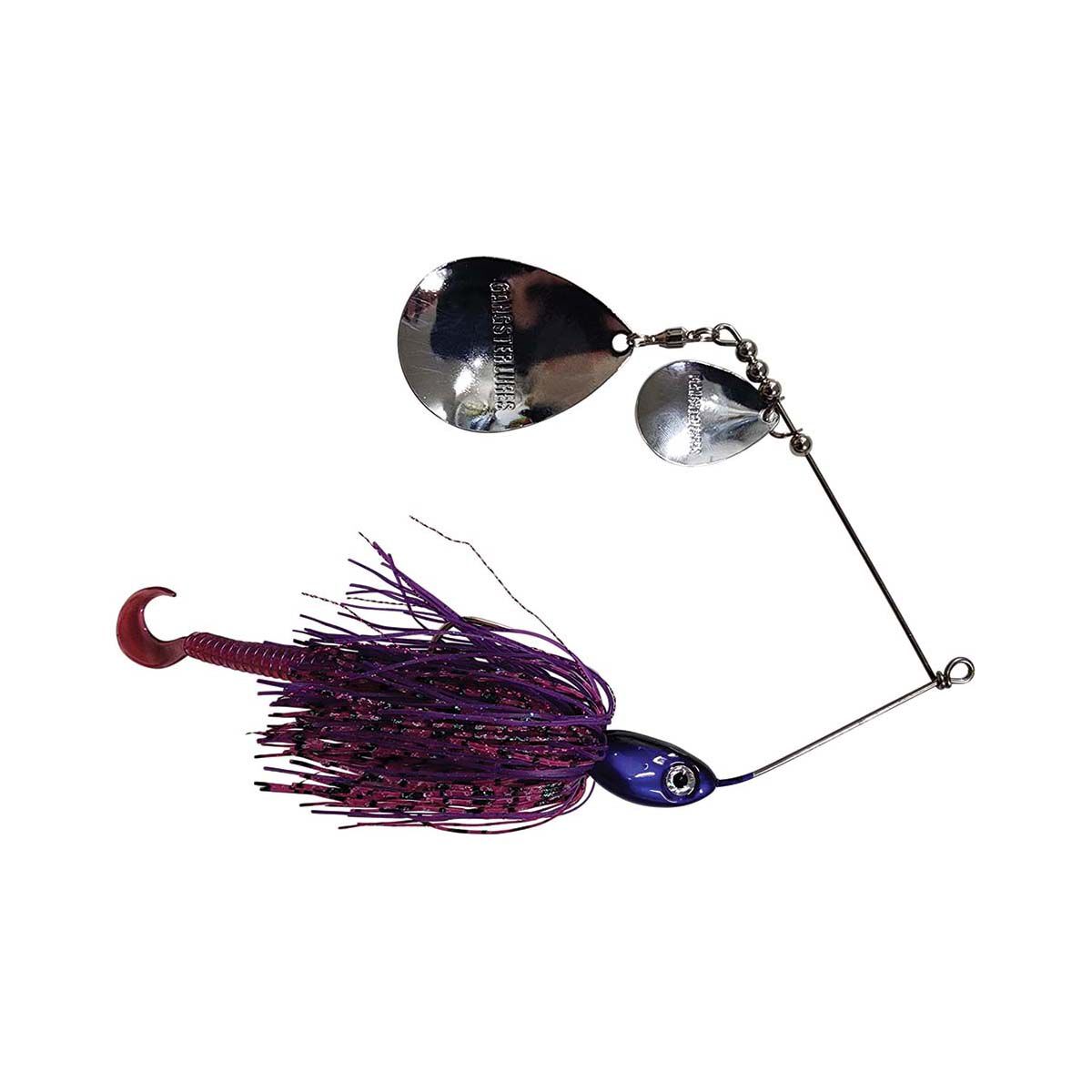 Gangster Bidgee Bait Spinner Bait Lure Brass 1oz Purple Black, Purple Black, bcf_hi-res